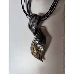 Women's Necklace Glass Charm with Ribbon Chain